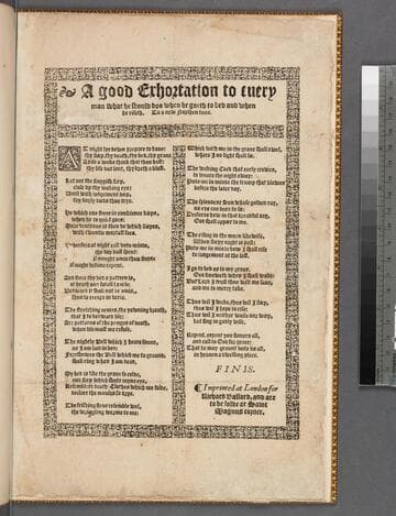 A good exhortation to euery man what he should doo when he goeth to bed and when he riseth. To a new northen tune