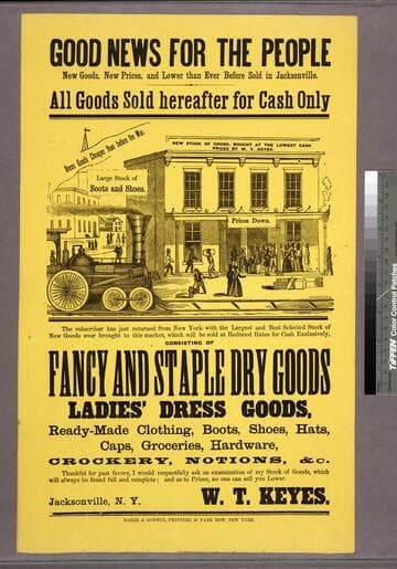 Good news for the people new goods, new prices, and lower than ever before sold in Jacksonville