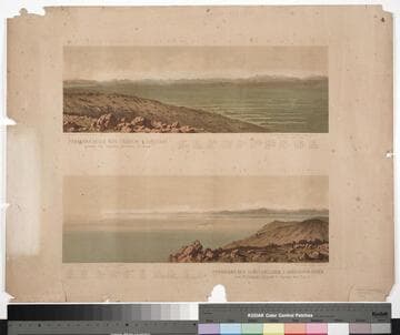 Panorama delle Alpi carniche e goriziane preso da Opcina presso Trieste Panorama der venetianischen u. görzischen Alpen vom Triangulirungspuncte Opcina bei Triest