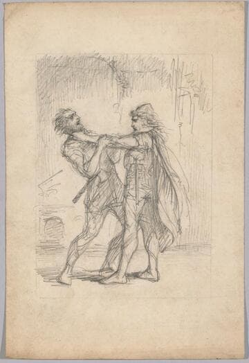 Man in Viking Costume Throttling Another Man