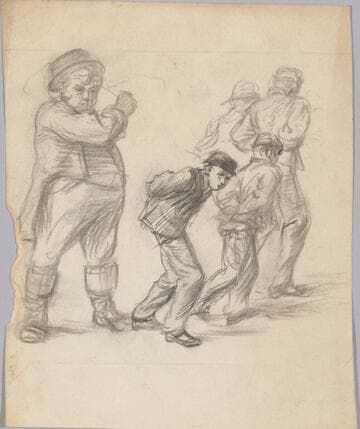 Man Whipping Boys with Hands Tied Behind their Backs