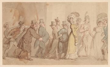 A Young Woman with a Group of Admirers