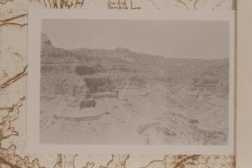 Crystal Canyon and Grama Point from point on shoulder of Ra where Stanton made his picture 354-486 in 1890, Feb.  Below the Supai Cliff west of the center of the north shoulder of Ra