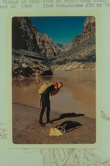 Jorgen Visbak at rest stop at right bank about Mile 210 1/2