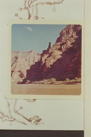 Light House Rock.  Mile 71.6 right bank.  Downstream from point near that from which Beaman made his picture in 1871