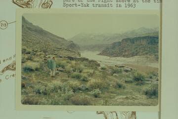 Down from Mile 215.5 just above Three Springs Canyon.  Note the island right of center which was part of the right shore at the time of the Sport-Yak transit in 1963