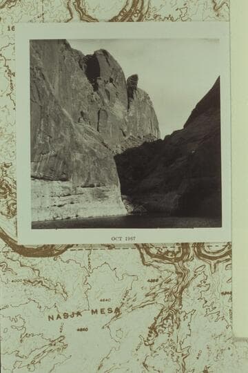 North tributary to Anasazi Canyon where in 1959 Butchart and Marston were stopped from reaching the bed of the creek by a 39-ft. undercut cliff