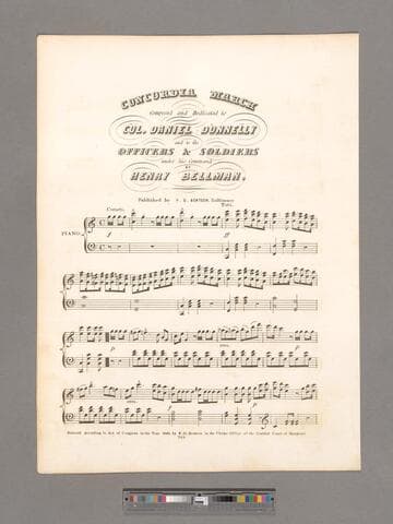Concordia march / composed and dedicated to Col. Daniel Donnelly and to the Officers & Soldiers under his command by Henry Bellman