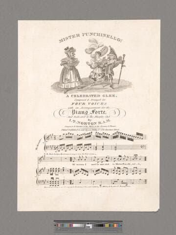 Mister Punchinello! : a celebrated glee / composed and arranged for four voices with an accompaniment for piano forte, and dedicated to the Murphy Club by I. T. Norton, R. A. M. Composer and director of music to the Chesnut St. Theatre