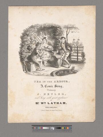 Tea in the arbour : a comic song / written by J. Beuler, and sung with great applause by Mr. Wm. Latham