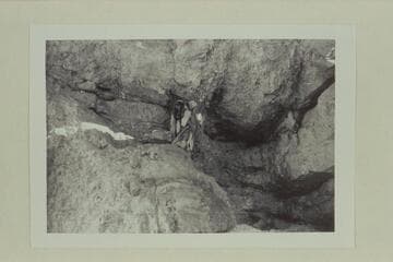 Small platform for dwelling below rim at southwest corner of north rim campground.  Trail leads down 80 ft. and around corner to north