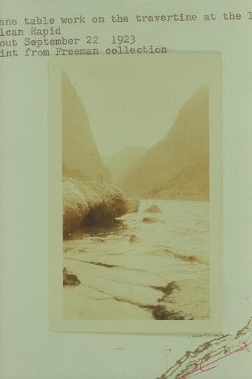 Plane table work on the travertine at the left bank of Vulcan Rapid