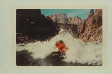 Swim through 234 Mile Rapid.  The Cornucopia is upper right