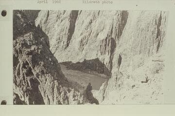 Down Horn Creek to Horn Creek Rapid [on photo reverse:  Horn Creek Rapid from Tonto rim left bank]
