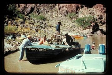 Prepare "Emma" for pictures; Bright Angel Creek