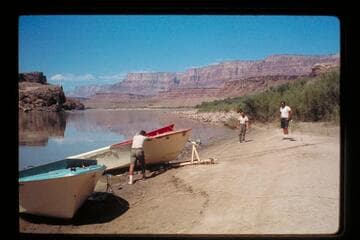 "Wee Red" coming out of river; Lees Ferry