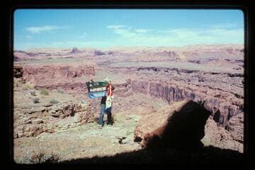 Archeyes with National Geographic flag; mouth of Nasja Creek