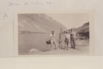George C. Fraser, Sarah Fraser and Bert Loper at Hole-in-the-Rock camp in Glen Canyon