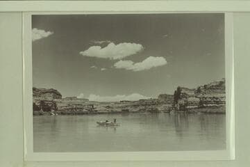 Dock and Margaret Marston in the "Joan" [on photo reverse:  Glen Canyon]