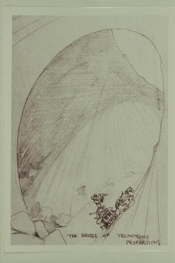 The Arch of Tremendous Proportions.  Tom Daly's version of the Marston technic [sic] in seeing the remote bridge-arch country in Navajo Canyon