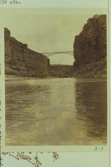 Downriver to highway bridge which spans Marble Canyon at Mile 4 1/2