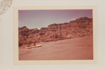 Down from Mile 207.4; gypsum intrusion is center.  The Anspachs and their "River Rat" at left