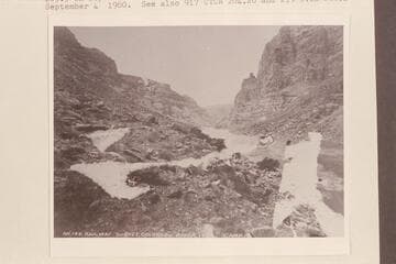 Down river from Mile 203.9.  Photo is captioned, "Railway Survey, Colorado River, 1889.  Camp 18."