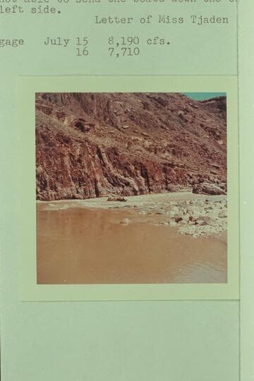 Bedrock Rapid.  Big trio of boats heading toward the midstream rock mass from right side and above