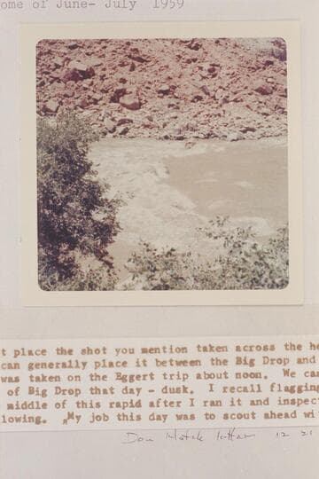 Mile 204.2 in Mile Long Rapid.  Same rapid as Dean Daily of 1927, Nov. 20 and Margaret Cox 35mm Kodachrome of 1959, June-July