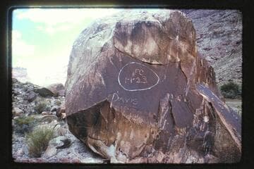 Inscription at Spanish Bottom circled by Bill Davis