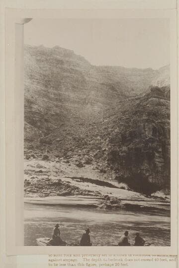 USGS crew in Cataract Canyon during their survey of 1921, Sep., under direction of W. R. Chenoweth.  Copy of small print owned by Chenoweth.  Probably Mile 186.9