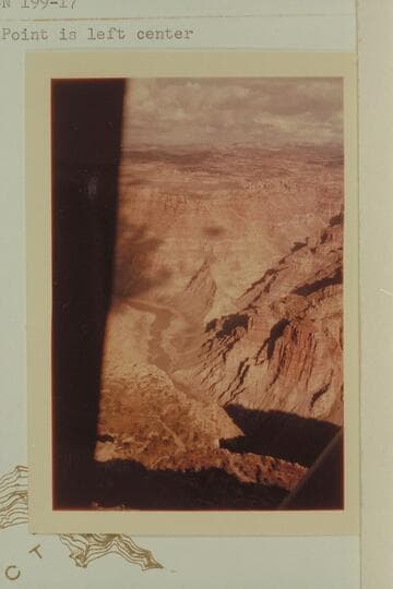 Up Cataract Canyon from Mile 199.  Cranberry Point is left center