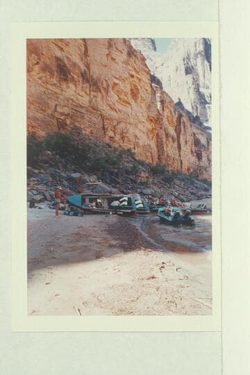 The two Powell boats in their common location rolled on the beach for repairs.  National Canyon