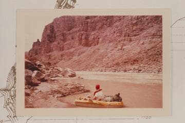 Jorgen Visbak sits in his Sportyak at Mile 204.25