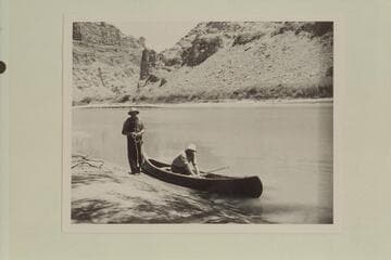 Bishop W. R. McConkie and Wayne McConkie near Spanish Bottom in Cataract Canyon