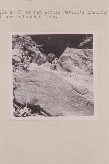 Inscription at Rapid 23 in Cataract Canyon:  CAPSIZED NO 3/7-15-40/NEVILLS.  While at 23 we ran across Nevills's inscription and took a bunch of pix