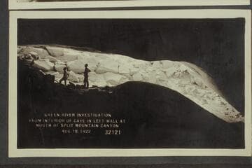 Green River Investigation; from interior of cave in left wall at mouth of Split Mountain Canyon