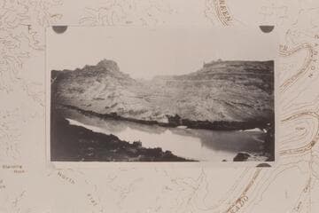 Across Spanish Bottom and the Colorado River from the trail from the rim down to Spanish Bottom