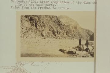 At the mouth of Diamond Creek after completion of the Glen Canyon trip by the USGS party.  Print from the Freeman collection