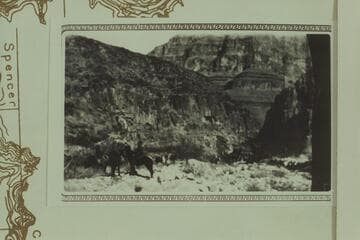 John Nelson's saddle string in Spencer Canyon during the trip to bring James Brooks and the Kolb bros. from the river after recovery of the Hyde couple's personal items found in the sweep-scow at Mile 237