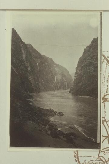 Boulder Canyon Dam Site after heavy rain.  Note waterfalls
