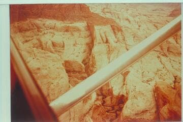 Head of one of the forks of the side canyon, Mile 73.6.  Upper left is the side of Butte 6069.  Arrow drawn to southwest fork