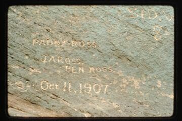 Paddy Ross, J.A. Ross, Ben Ross inscription