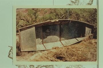 Metal boat bolted at mid-section.  Cardenas Creek