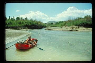 John Evans at mouth of Minnie Maud