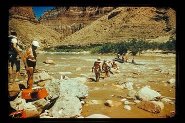 "Kitty" on rocks; Little Colorado River
