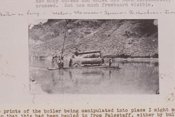 Boiler on the ferry at Lees Ferry.  Copy of print in Waller collection