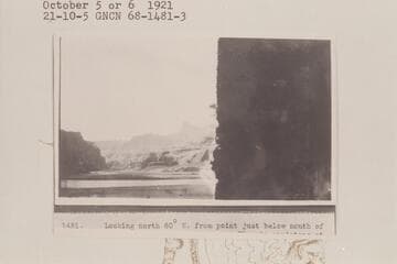 North 60 degrees W. from point just below mouth of Bridge Canyon on Colorado River.  Wingate sandstone at river