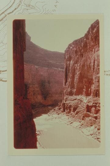 Downriver from the scaffold at Marble Canyon Dam site. Mile 39 1/2 but the frame of the transparency is marked Mile 37 1/2