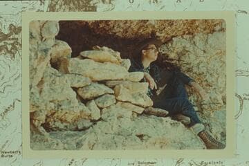 Norvel at shelter east of point separating arms of Papago Canyon